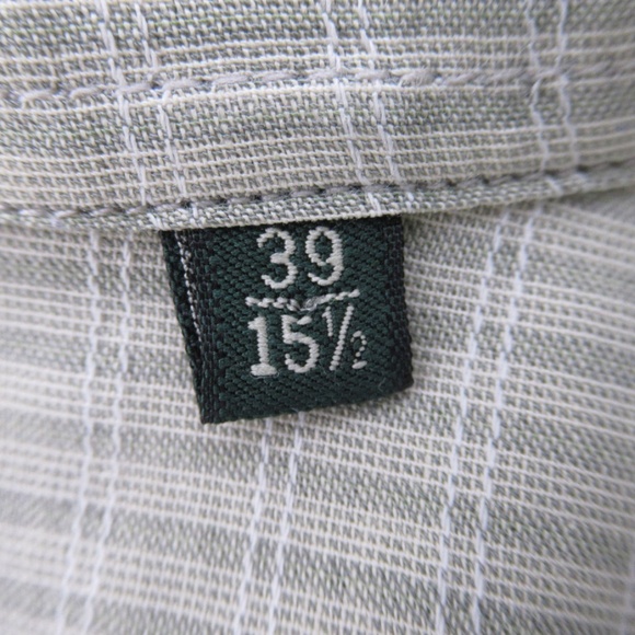 Canali Men's Lightweight Button Down Shirt Long Sleeve Olive White Size M - Picture 7 of 12